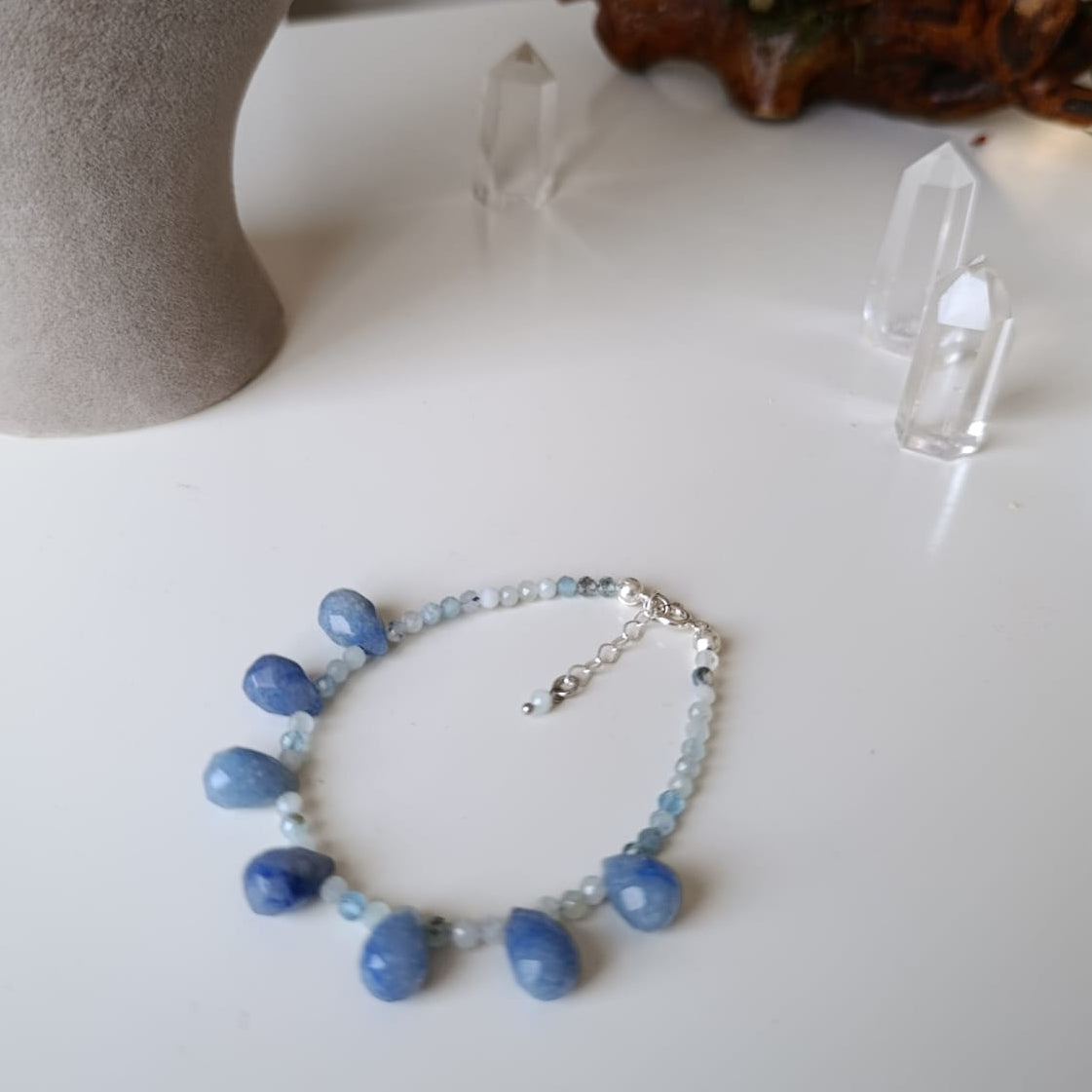 Mavi Aventurin- Akuamarin Taşlı Gümüş Bileklik