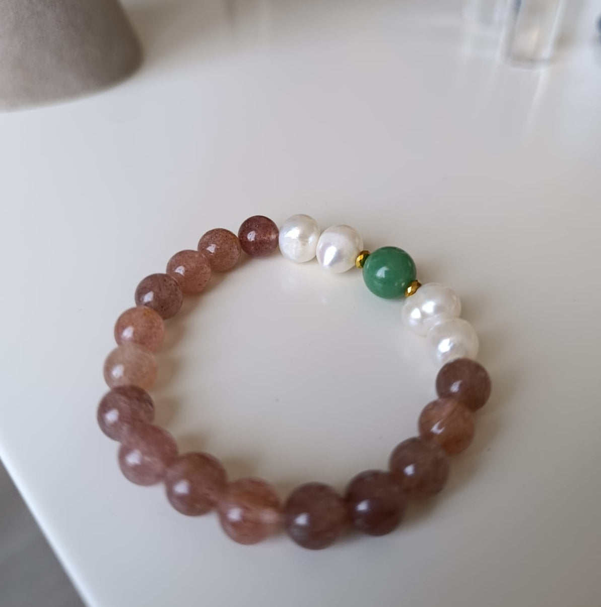 Çilek Kuvars - İnci - Aventurin Bileklik