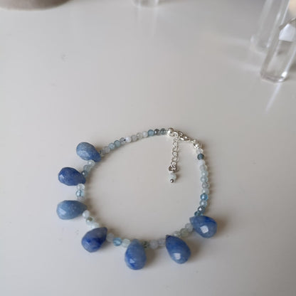 Mavi Aventurin- Akuamarin Taşlı Gümüş Bileklik