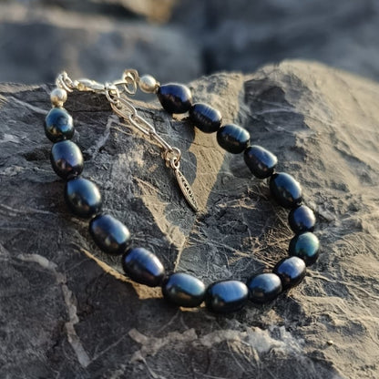 Lacivert Arpa İnci Bileklik