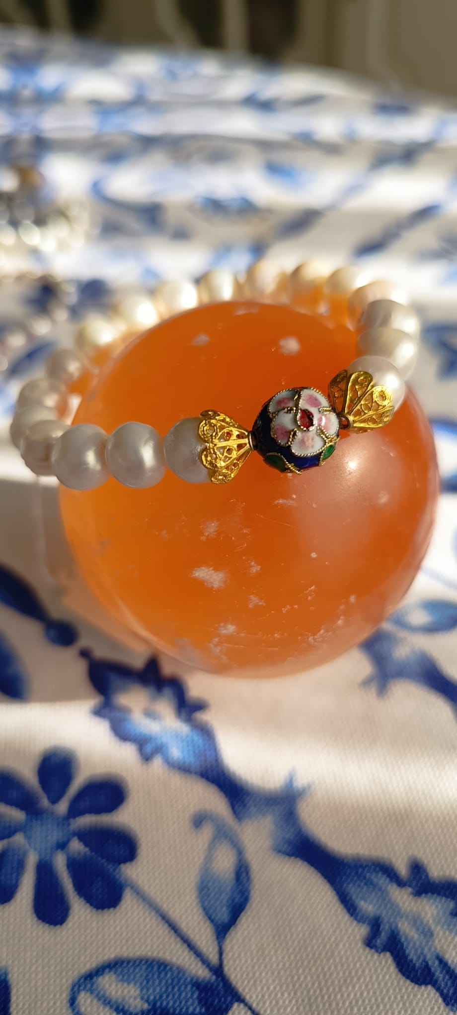 Çiçekli Boncuklu İnci Bileklik