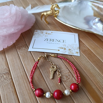 İnci+Mercan (Renklendirmeli) bileklik