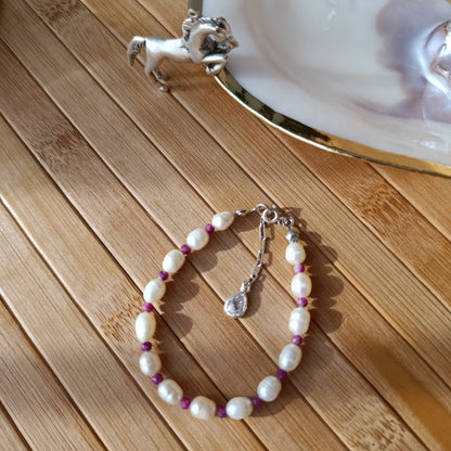 Yakutlu İnci Gümüş Bileklik