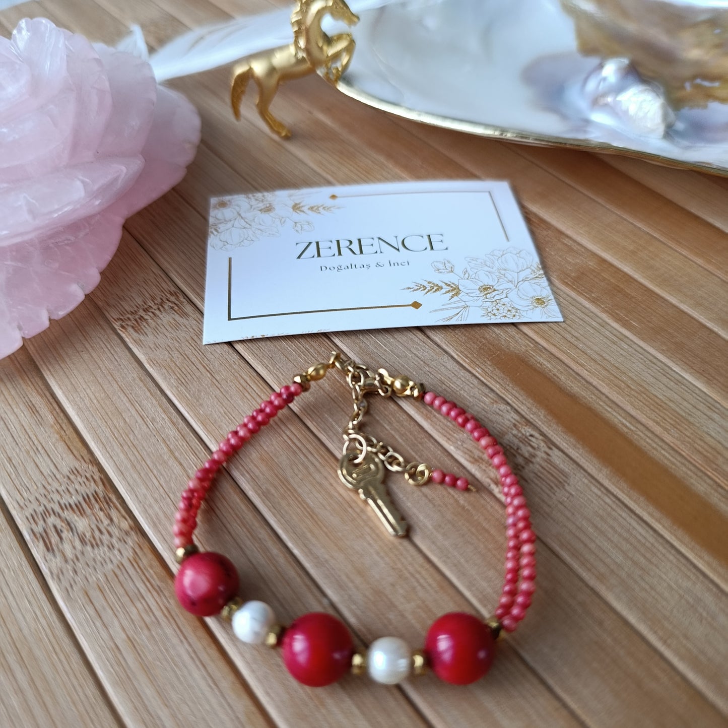 İnci+Mercan (Renklendirmeli) bileklik