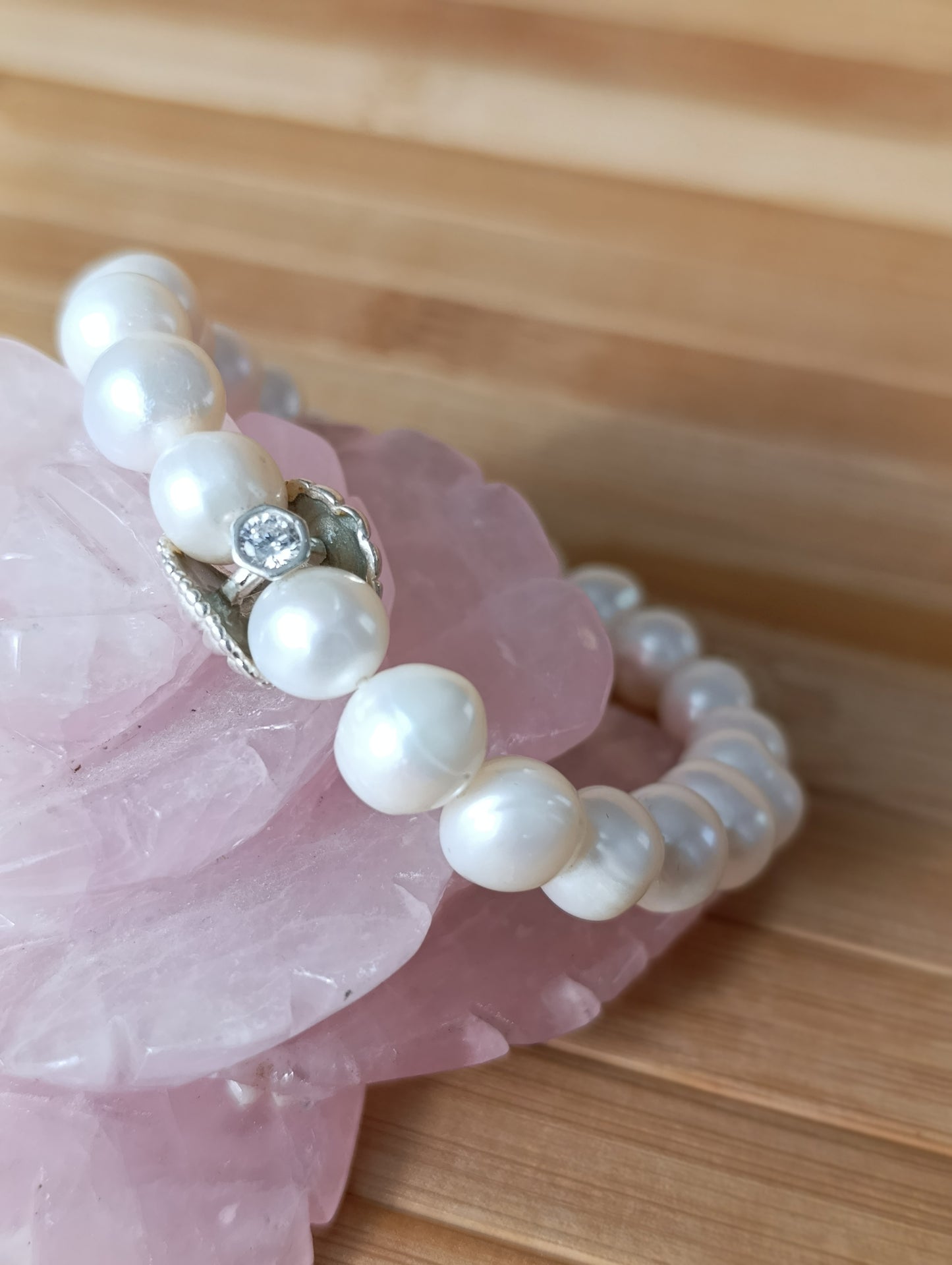 İri İncili Gümüş istiridye bileklik