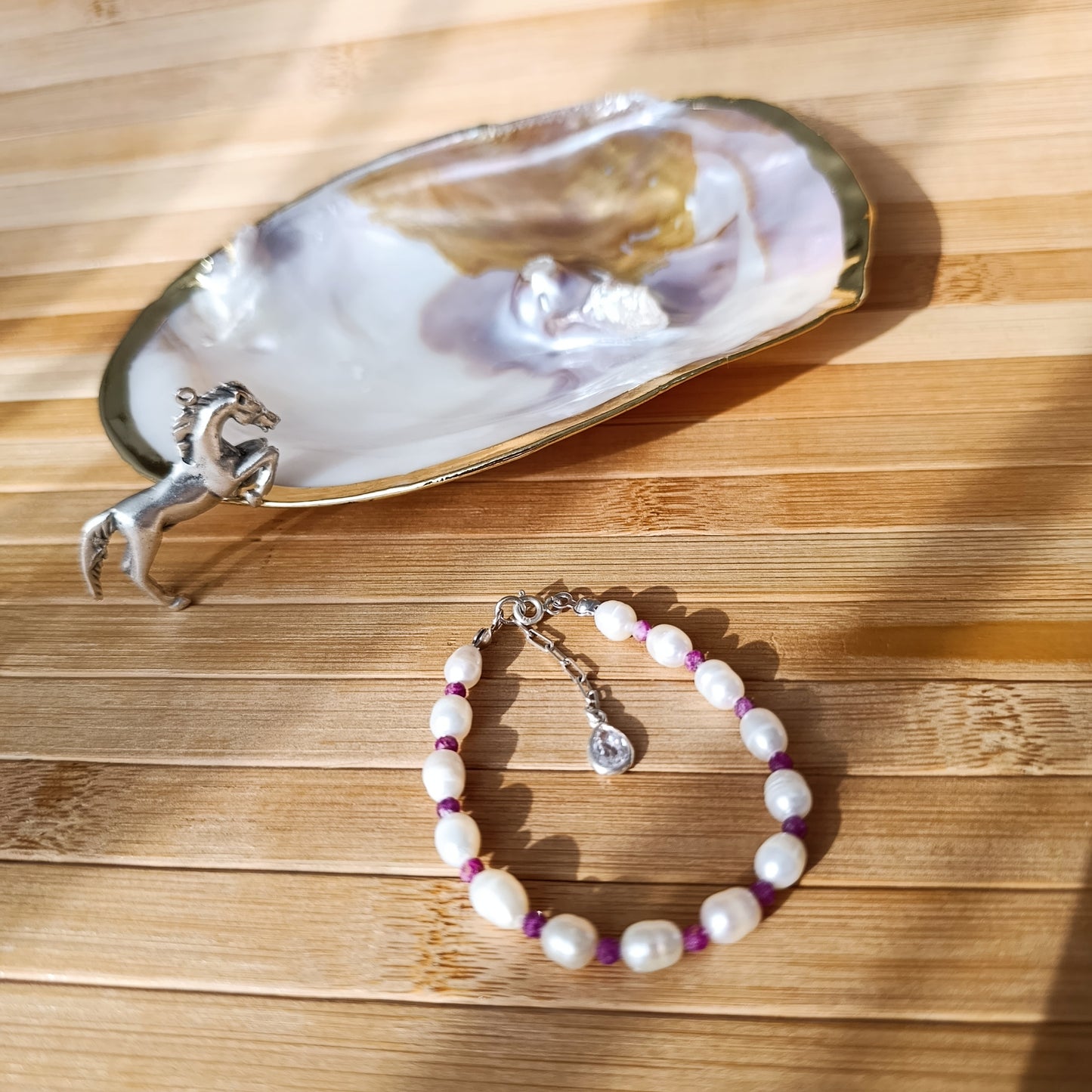 Yakutlu İnci Gümüş Bileklik