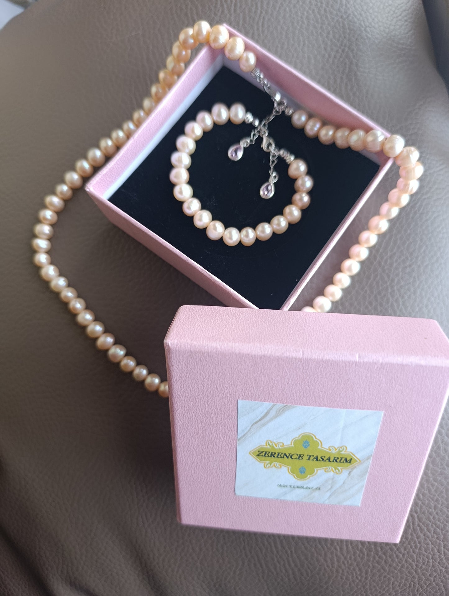Pembe inci gümüş set