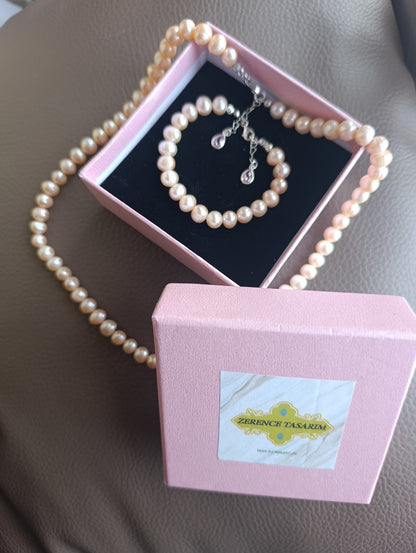 Pembe inci gümüş set