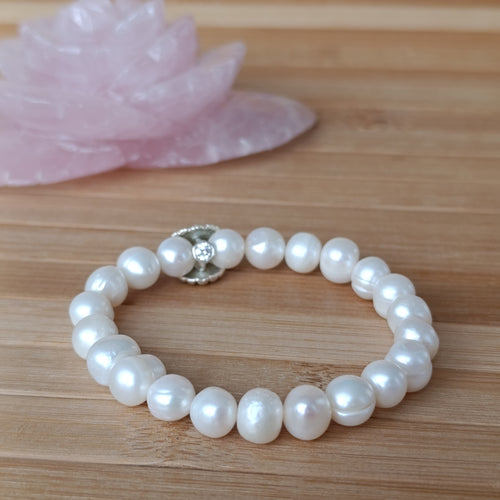 İri İncili Gümüş istiridye bileklik