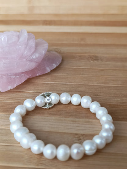 İri İncili Gümüş istiridye bileklik