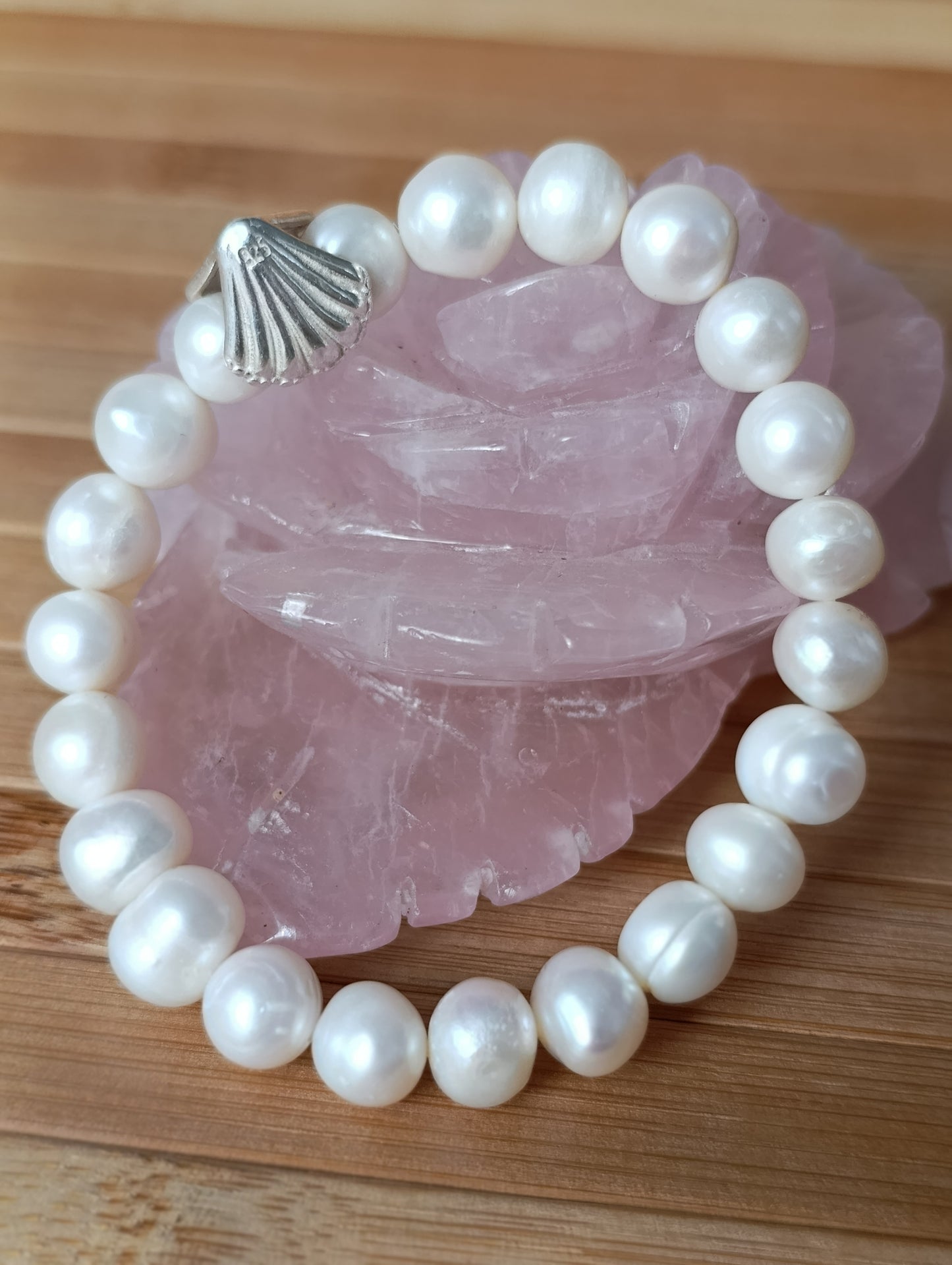 İri İncili Gümüş istiridye bileklik