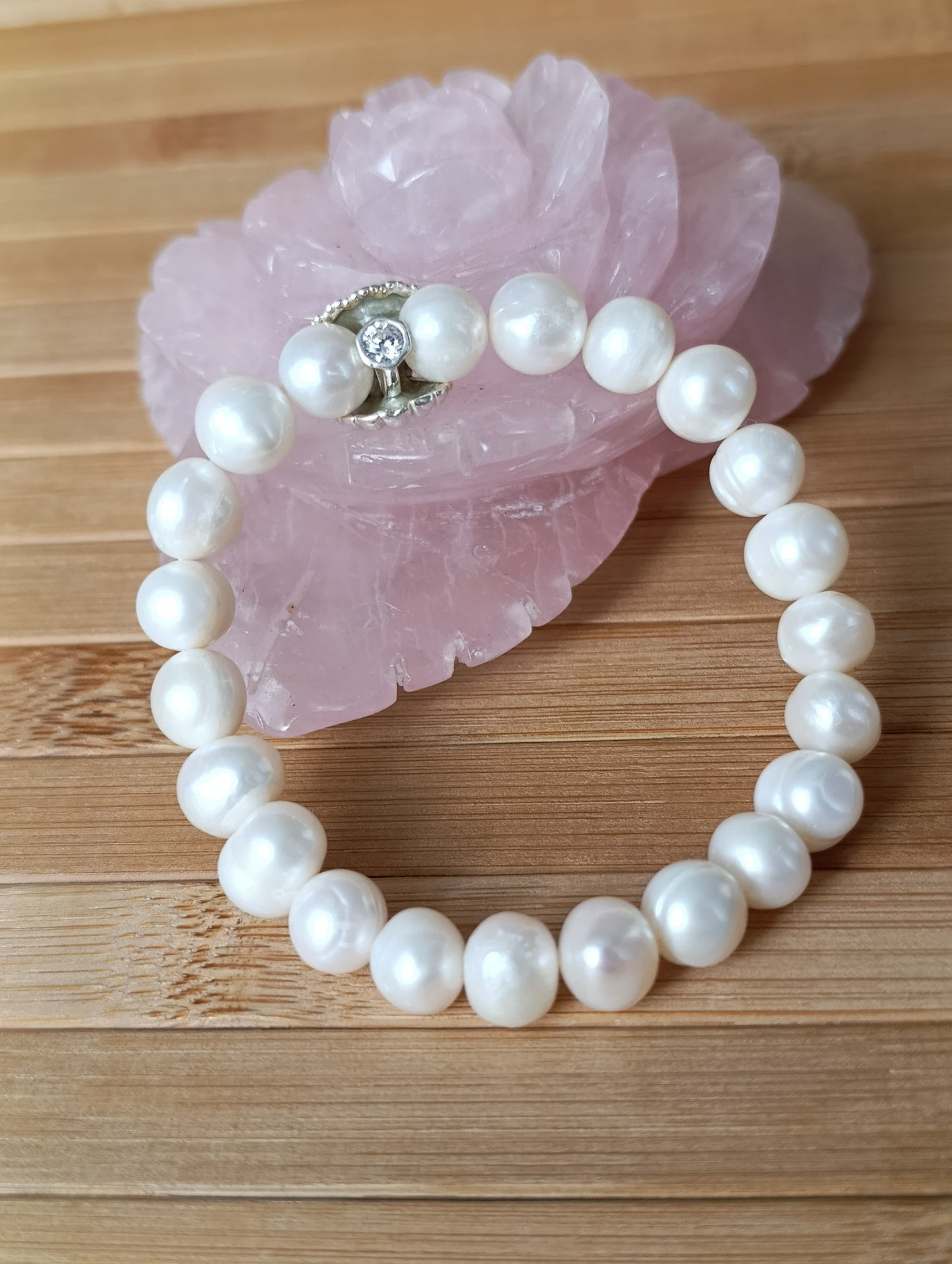 İri İncili Gümüş istiridye bileklik