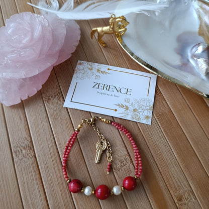 İnci+Mercan (Renklendirmeli) bileklik