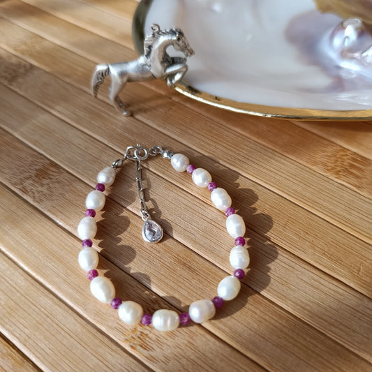 Yakutlu İnci Gümüş Bileklik